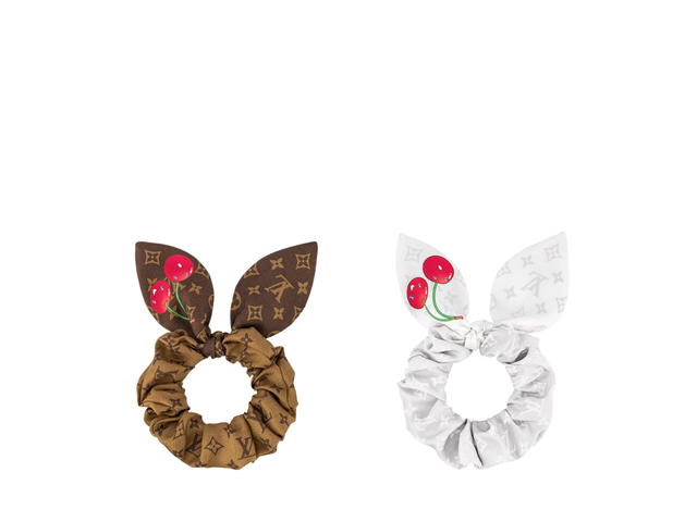 Louis Vuitton Louis Vuitton x Takashi Murakami Monogram Cerise Set Of Scrunchies White And Brown - view 1