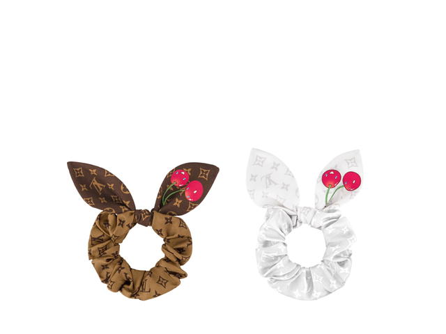 Louis Vuitton Louis Vuitton x Takashi Murakami Monogram Cerise Set Of Scrunchies White And Brown - view 2