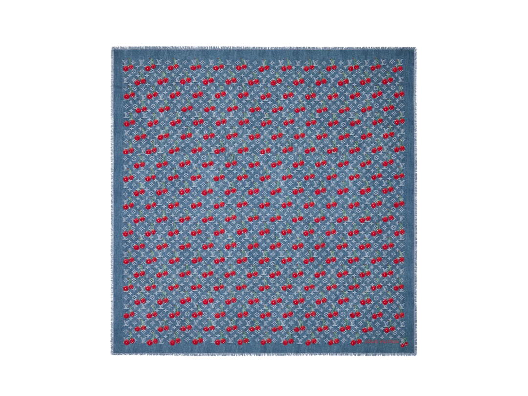 Louis Vuitton Louis Vuitton x Takashi Murakami Denim Cerise Shawl Denim Blue