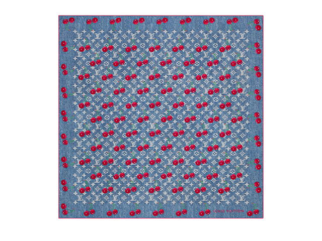 Louis Vuitton Louis Vuitton X Murakami Square Fabric Denim Cerise 90 Model Denim Blue - view 1