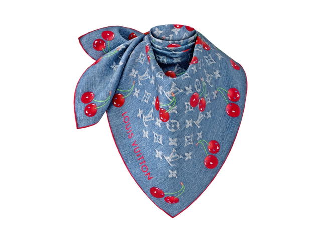 Louis Vuitton Louis Vuitton X Murakami Square Fabric Denim Cerise 90 Model Denim Blue - view 2