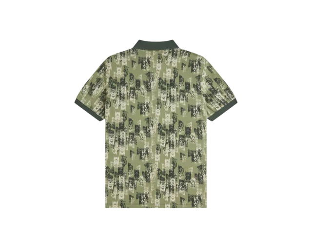 Fred Perry Fred Perry Abstract Print Polo Shirt Olive Mint - view 2