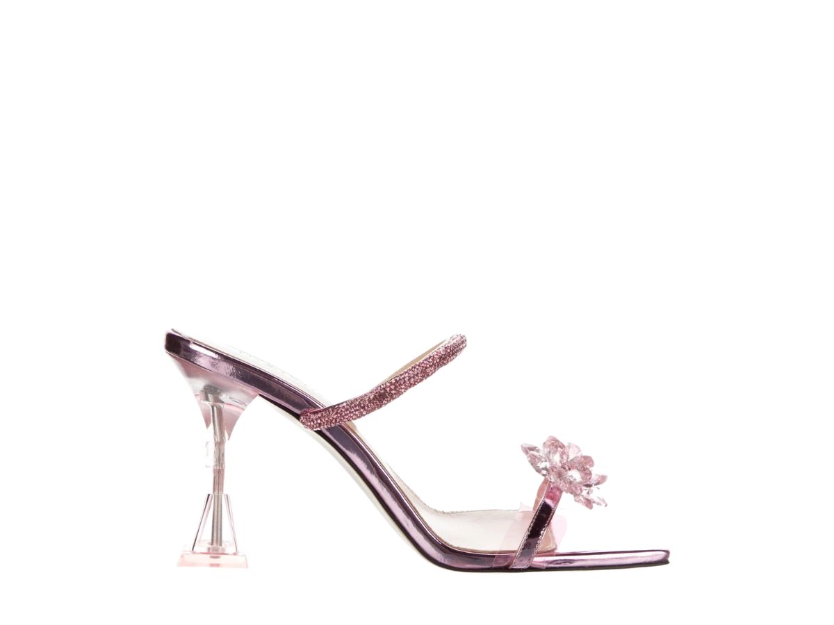 Mach & Mach Mach & Mach Crystal Embellished Flower Slide Sandals Pink