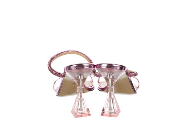 Mach & Mach Mach & Mach Crystal Embellished Flower Slide Sandals Pink - view 3