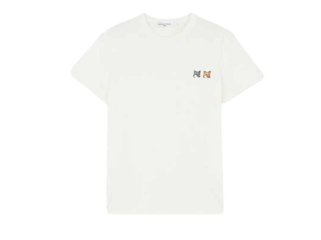 Maison Kitsune Maison Kitsune Double Fox Head Patch Classic Tee-Shirt Latte