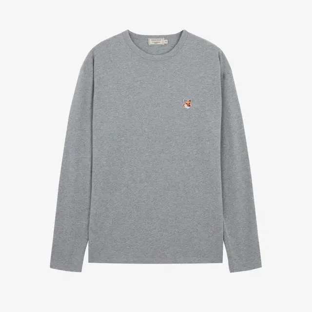 Maison Kitsune Maison Kitsune Fox Head Patch Regular Long Sleeve T-Shirt Grey Melange - view 2