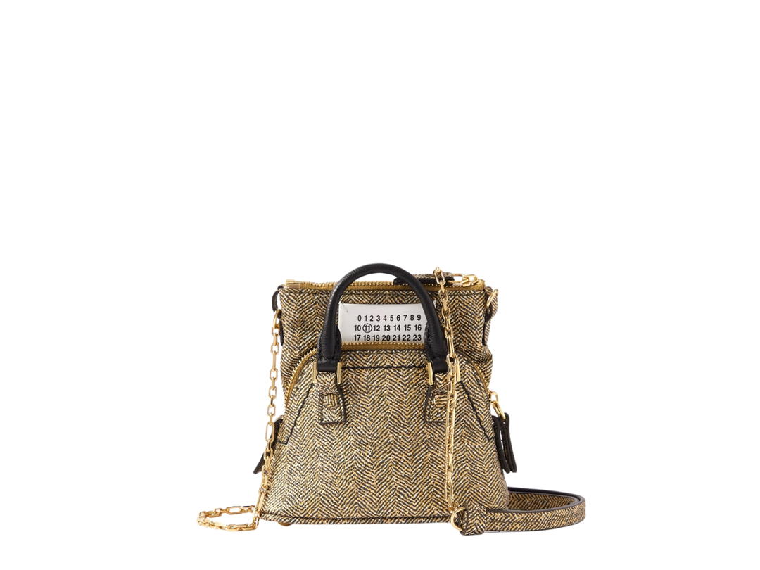 Maison Margiela Maison Margiela 5AC Classique Baby Shoulder Bag In Metallic Herringbone Leather With Gold-Tone Hardware Gold
