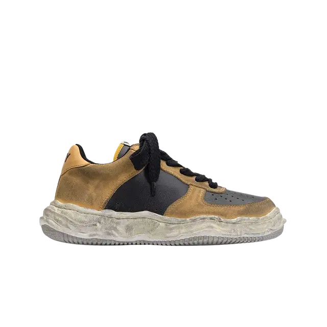 Maison Mihara Yasuhiro Maison Mihara Yasuhiro Wayne OG Sole Distressed Leather Low-top Sneaker Yellow Black - view 1
