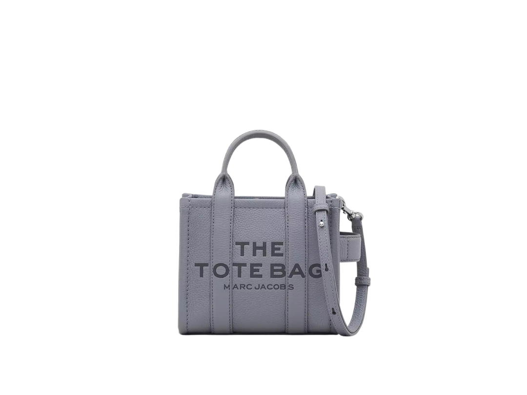 Marc Jacobs Marc Jacobs The Leather Mini Tote Bag In Supple Leather With Contrasting Leather Interior Wolf Grey