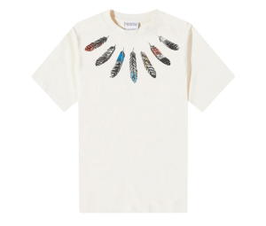 Buy Marcelo Burlon Collar Feathers Oversized Tee Ecru at Sasom – Authentic and Ready to Ship
