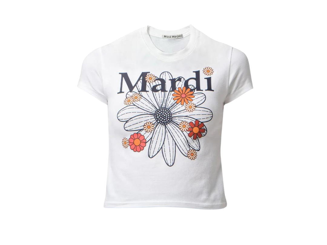 Mardi Mercredi Mardi Mercredi Cropped Tshirt Flowermardi Blossom White Navy