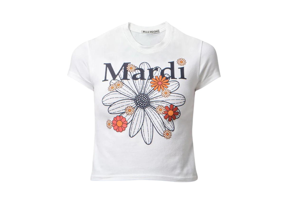 Mardi Mercredi Mardi Mercredi Cropped Tshirt Flowermardi Blossom White Navy