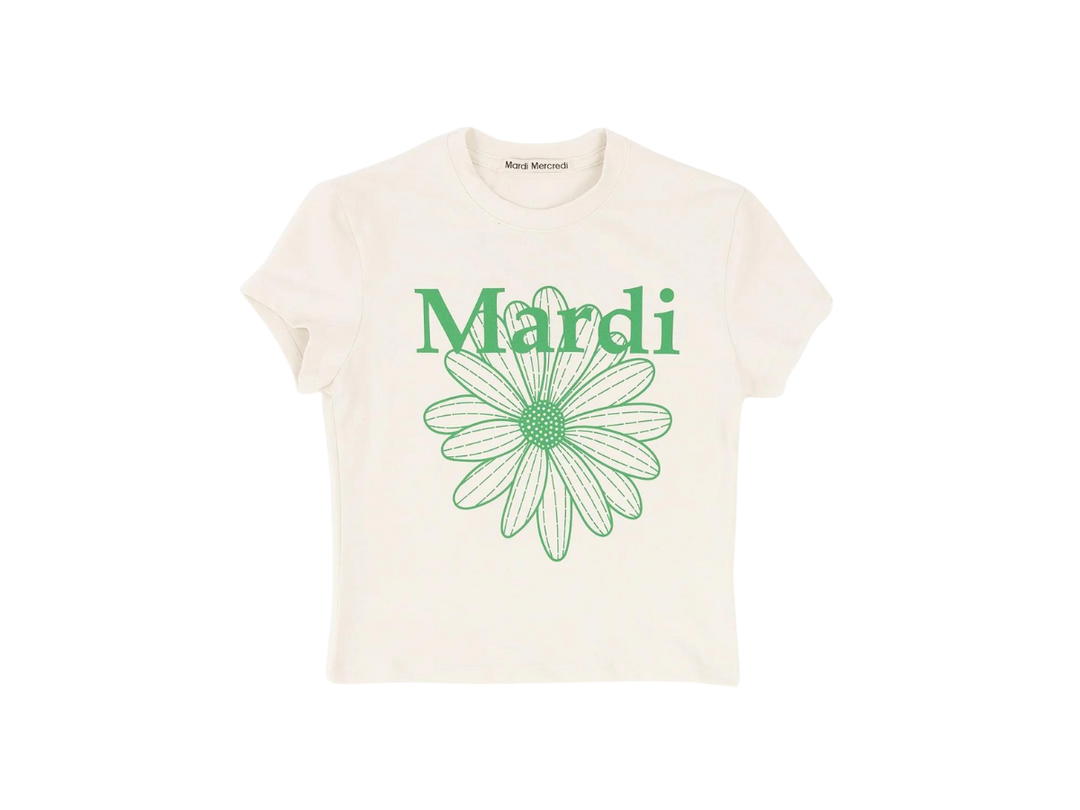 Mardi Mercredi Mardi Mercredi Flower Cropped Tee Lightbeige Green