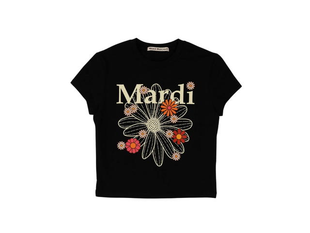 Mardi Mercredi Mardi Mercredi Mardi Flower Blossom Cropped T-Shirt Black Cream - view 1