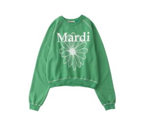Buy Mardi Mercredi Mardi Flower Sweatshirt Raglan Green White at Sasom – Authentic and Ready to Ship