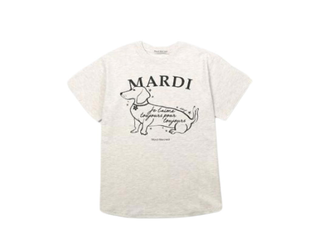 Mardi Mercredi Mardi Mercredi T-SHIRT SWING THE TAIL DDANJI FLOWER CHOK Oatmeal Black