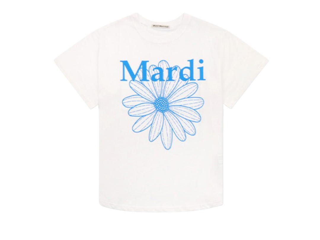 Mardi Mercredi Mardi Mercredi Tshirt Flowermardi White Fluoblue