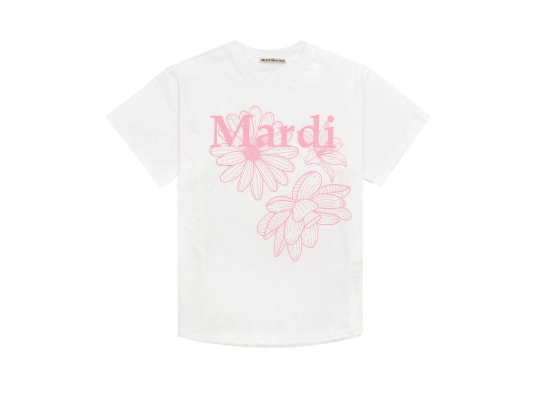 Mardi Mercredi Mardi Mercredi T-shirt Triple Flower White Pink