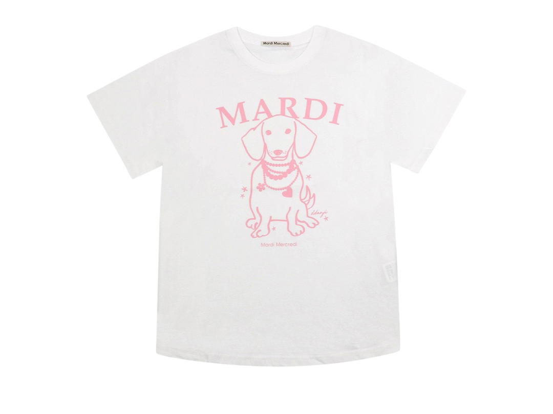 Mardi Mercredi Mardi Mercredi Tshirt Swing The Tail Ddanji Pearl Necklace White Pink