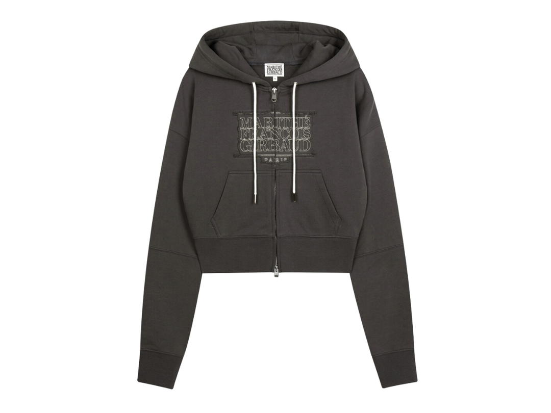 Marithe Francois Girbaud Marithe Francois Girbaud Classic Logo Crop Hoodie Zipup Charcoal (W)