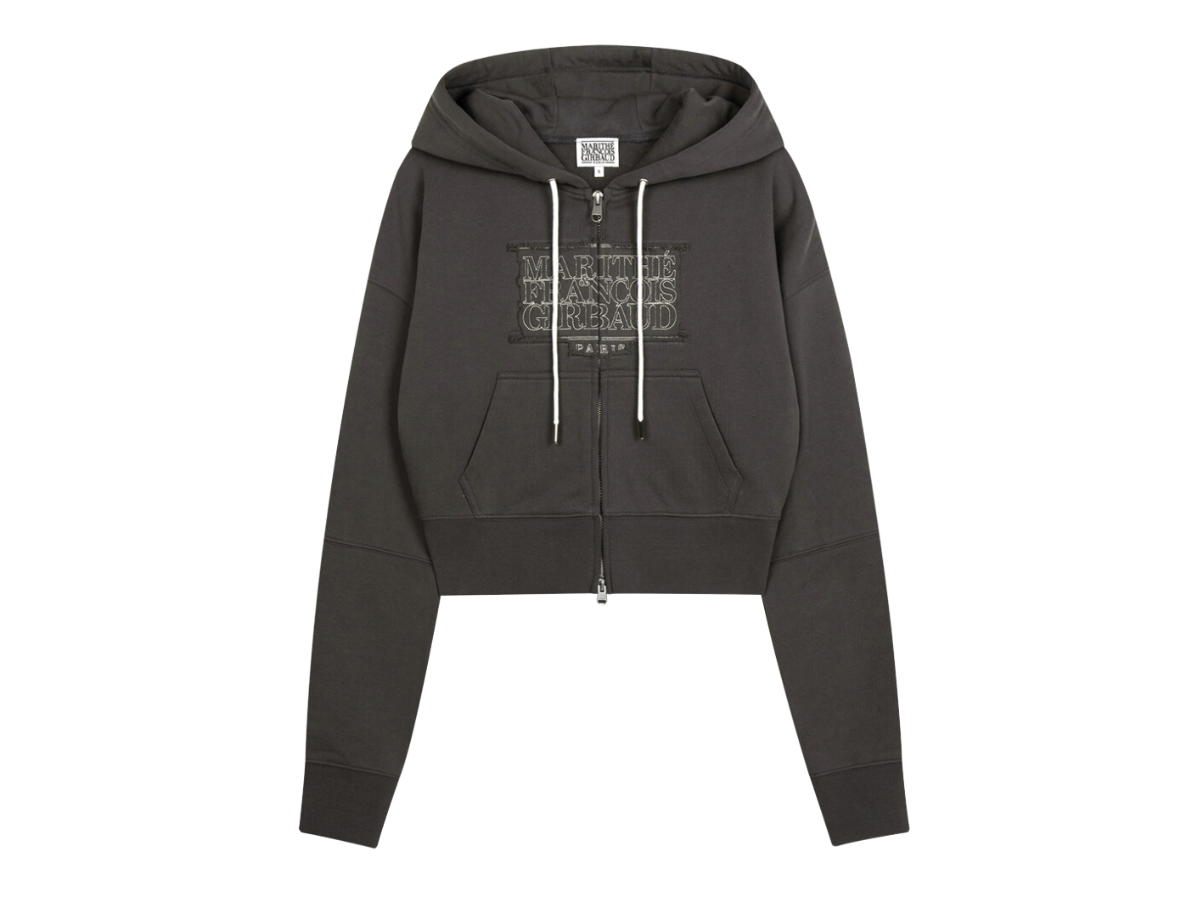 Marithe Francois Girbaud Marithe Francois Girbaud Classic Logo Crop Hoodie Zipup Charcoal (W)