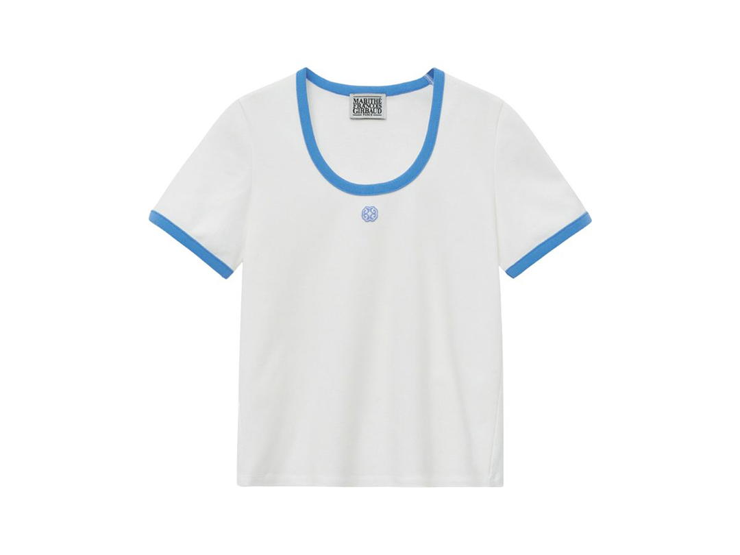 Marithe Francois Girbaud Marithe Francois Girbaud Deep Neck Ringer Tee White (W)