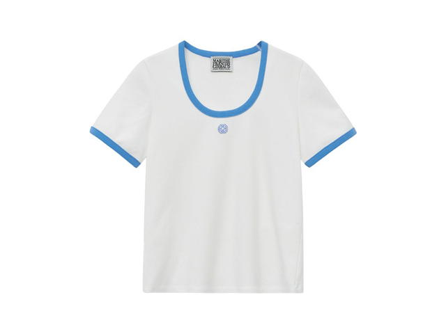 Marithe Francois Girbaud Marithe Francois Girbaud Deep Neck Ringer Tee White (W) - view 1