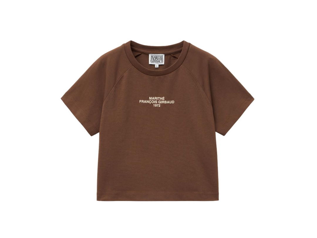 Marithe Francois Girbaud Marithe Francois Girbaud Lettering Logo Crop Tee Brown (W)
