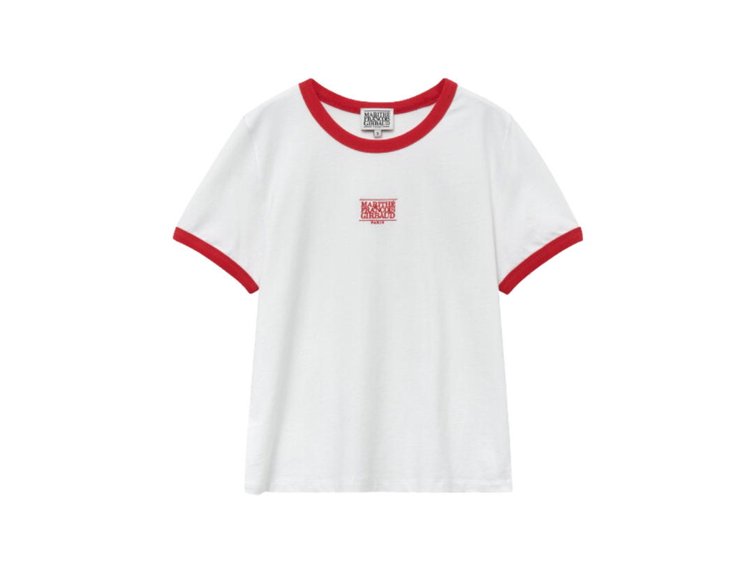 Marithe Francois Girbaud Marithe Francois Girbaud W Classic Logo Ringer Tee White Red