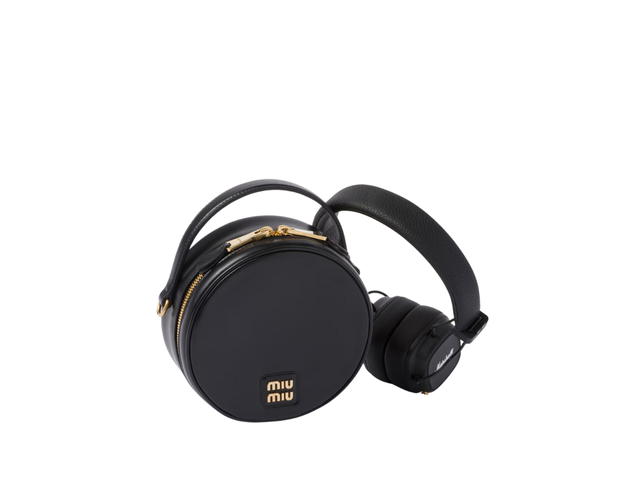 Miu Miu Marshall X Miu Miu Headphones With Leather Case Metal Metal Lettering Logo Black - view 1
