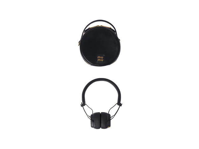 Miu Miu Marshall X Miu Miu Headphones With Leather Case Metal Metal Lettering Logo Black - view 2