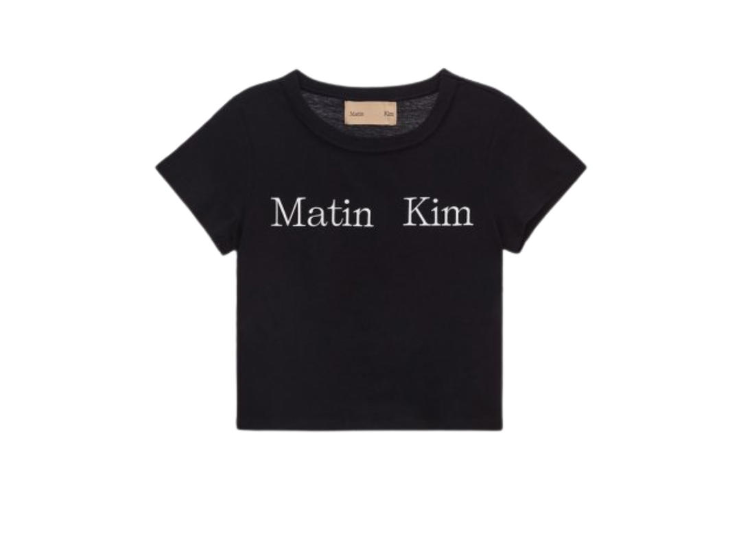 Matin Kim Matin Kim Logo Silket Crop Top Black