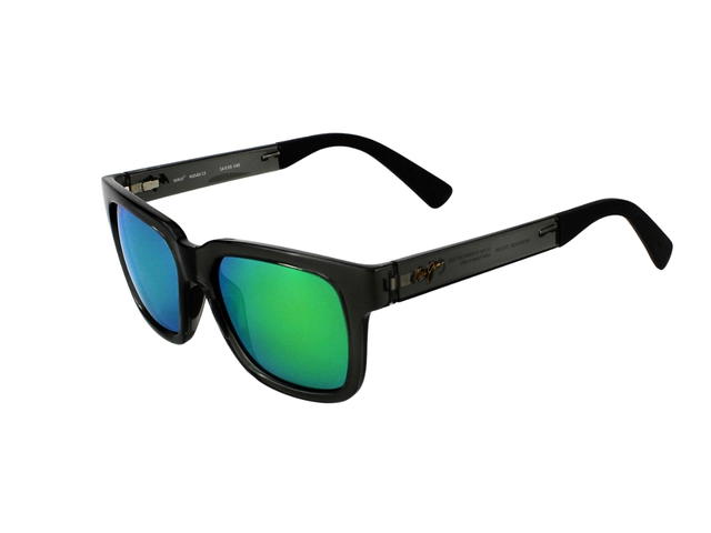 Maui Jim Maui Jim Mongoose In Black Gloss Frame With Translucent Green Lenses - view 3