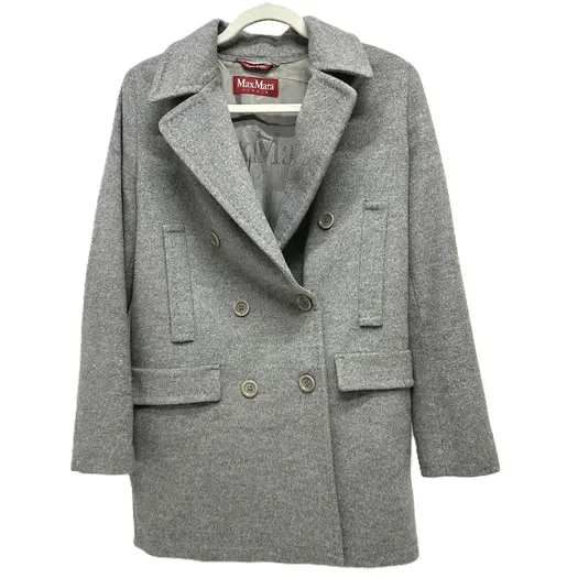 Buy MAX MARA Studio Wool Blend Double Breasted Tailored Jacket Jacket wool gray at Sasom – Authentic and Ready to Ship