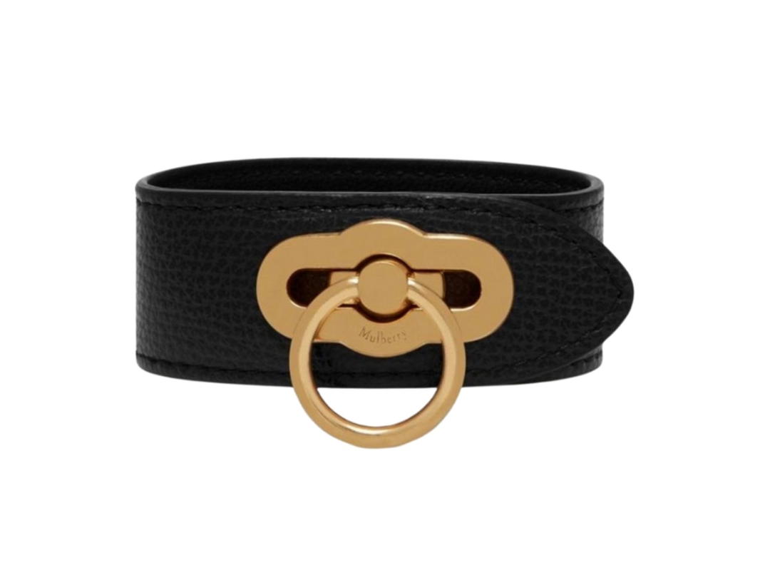 Mulberry Mulberry Amberley Bracalet In Black Cross Grain Leather