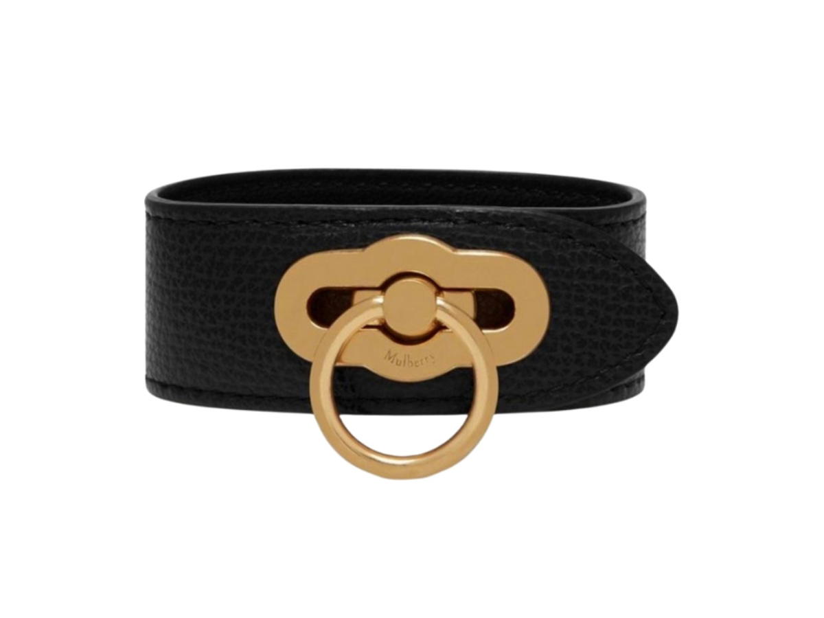 Mulberry Mulberry Amberley Bracalet In Black Cross Grain Leather