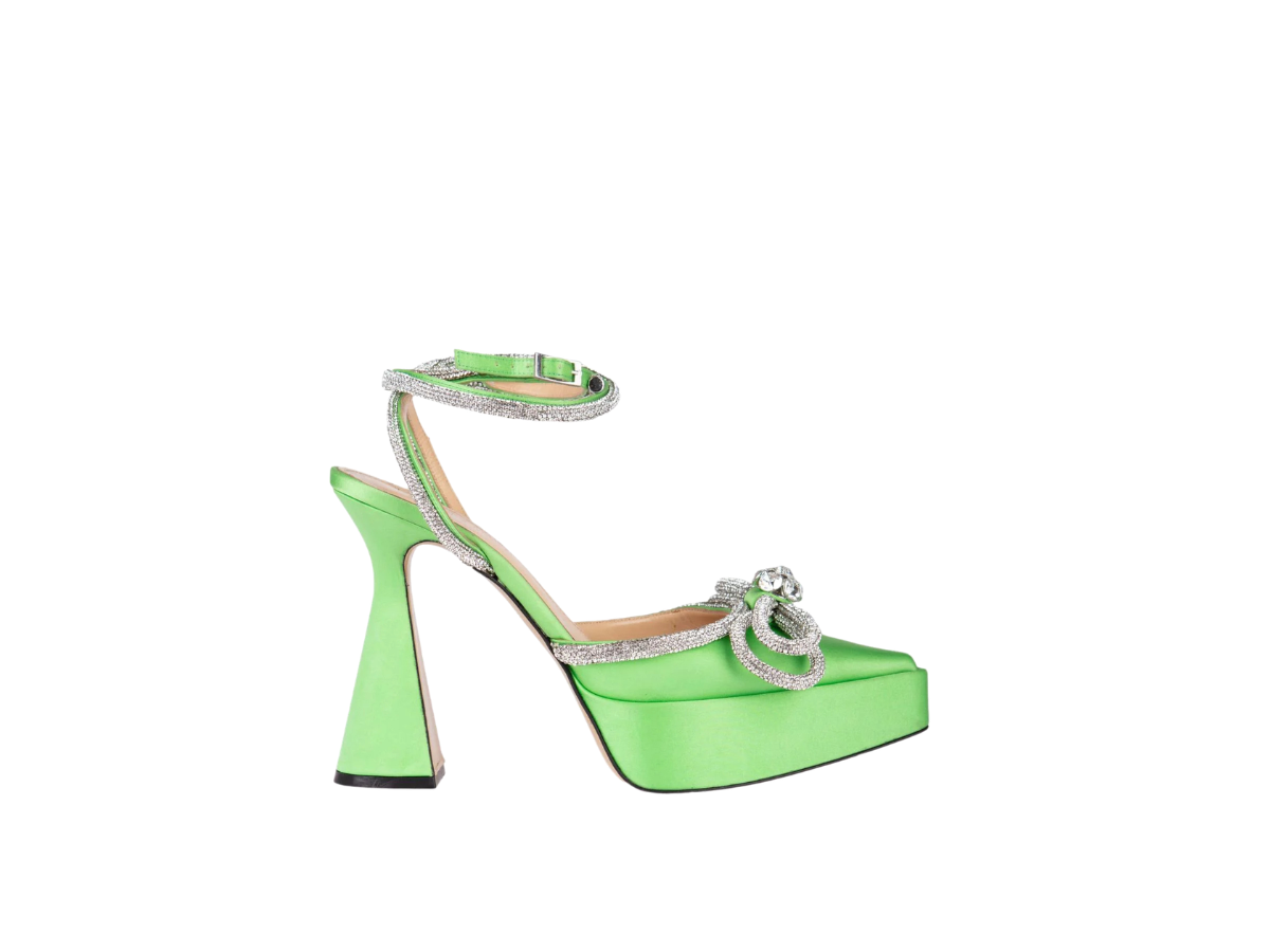 Buy Mach & Mach Satin Crystal Bow Platform Heels Green at Sasom – Authentic and Ready to Ship