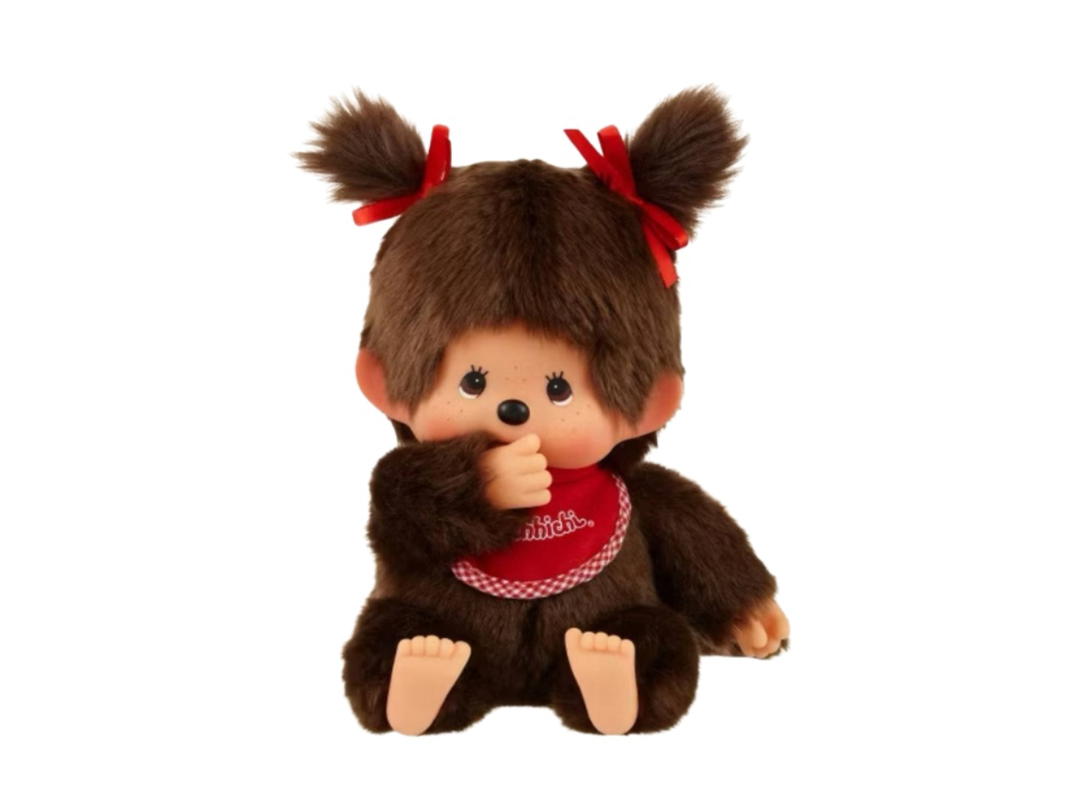 Monchhichi Monchhichi Premium Standard Super M Brown Girl Twin Tail Sitting Style