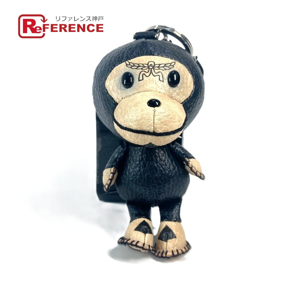 MCM MCM A BATHING APE Milo Visetos Bag Charm Key Holder Leather Black