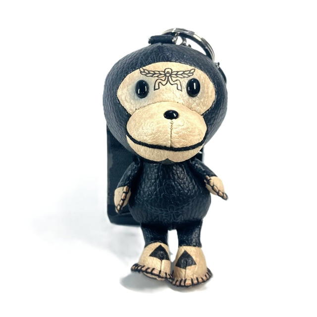 MCM MCM A BATHING APE Milo Visetos Bag Charm Key Holder Leather Black - view 2