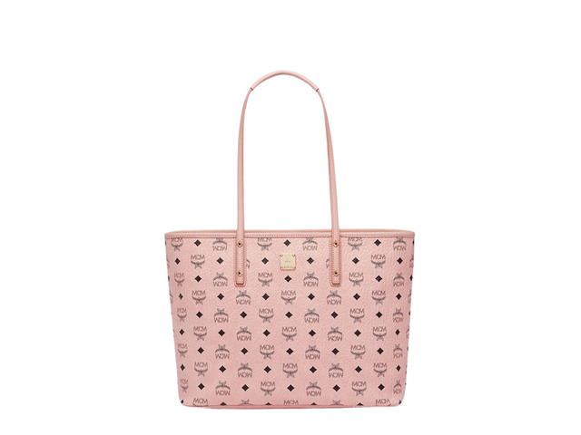 MCM MCM Anya Top Zip Shopper Medium In Visetos Coated Canvas With Gold Tone Hardware Soft Pink - view 1