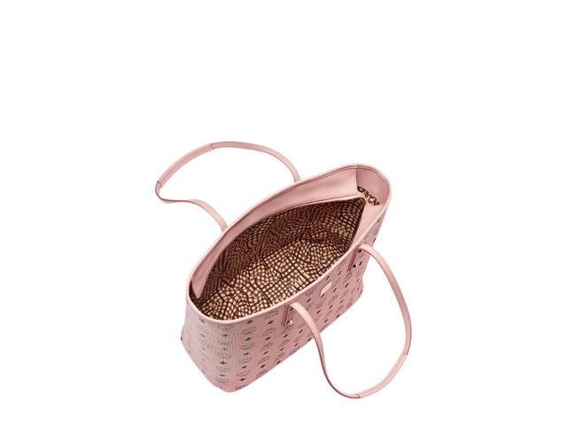 MCM MCM Anya Top Zip Shopper Medium In Visetos Coated Canvas With Gold Tone Hardware Soft Pink - view 5