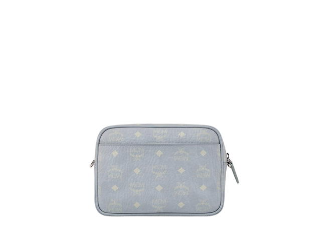 MCM MCM Aren Crossbody In Misty Gray Visetos With MCM Logo Plate Silver-Toned Cobalt Metal Hardware - view 2