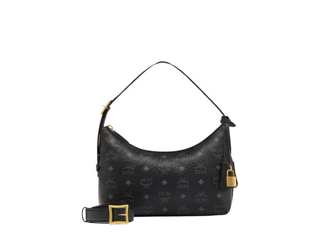MCM MCM Aren Hobo In Visetos Leather With 24K Gold-Plated Metal Hardware Black - view 1