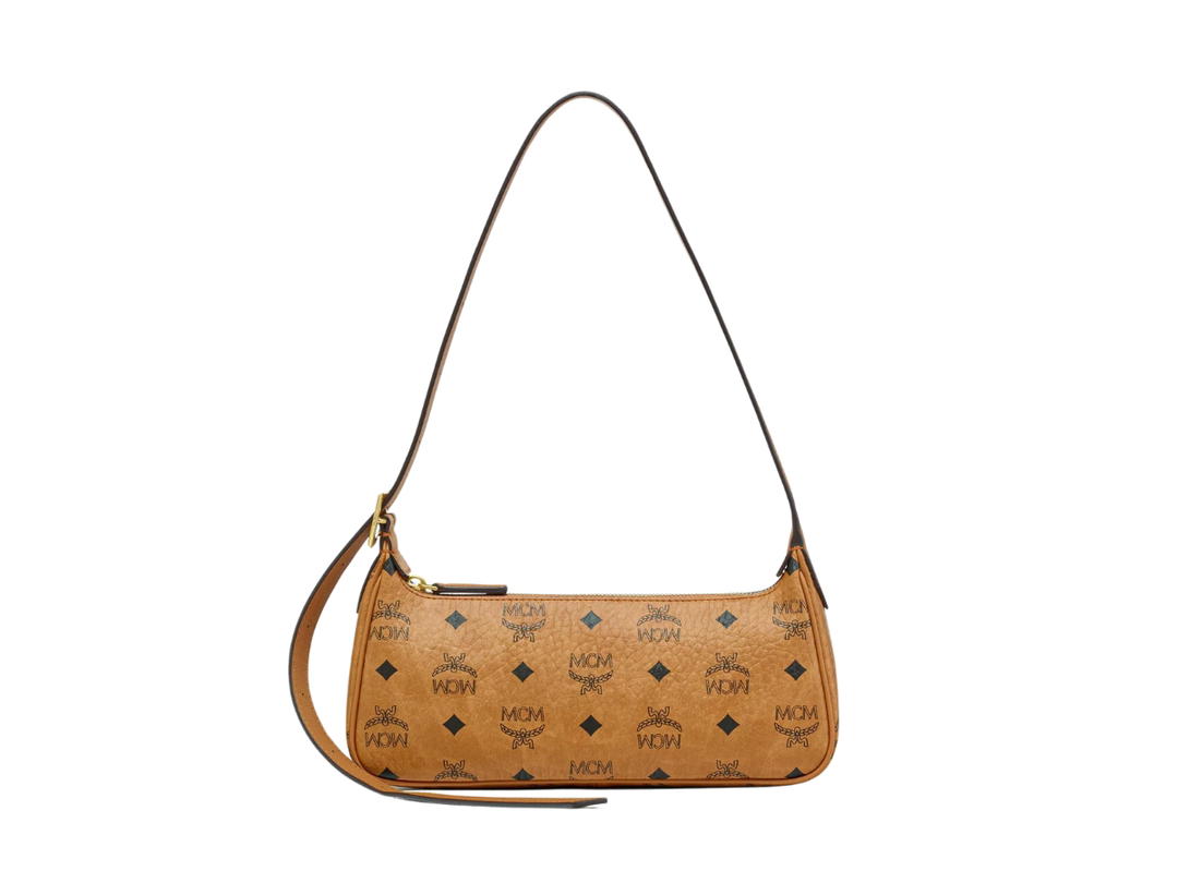 MCM MCM Aren Shoulder Bag In Cognac Visetos-Nappa Leather Trim With 24k Gold-plated Metal Hardware