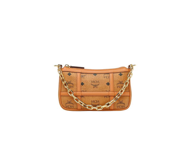 MCM  MCM Aren Shoulder Bag In Visetos Coated Canvas With 24k Gold-plated Hardware Cognac - view 1