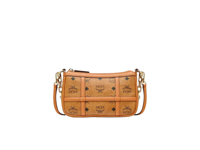 MCM  MCM Aren Shoulder Bag In Visetos Coated Canvas With 24k Gold-plated Hardware Cognac - view 2