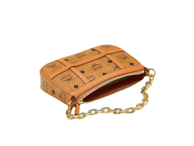 MCM  MCM Aren Shoulder Bag In Visetos Coated Canvas With 24k Gold-plated Hardware Cognac - view 4