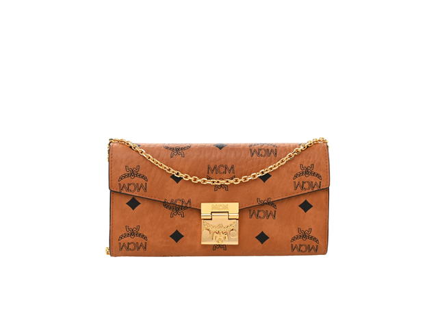MCM MCM Chain Wallet In Visetos Canvas With Gold-Plated Metal Hardware Cognac - view 1
