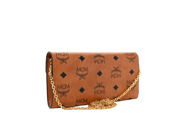 MCM MCM Chain Wallet In Visetos Canvas With Gold-Plated Metal Hardware Cognac - view 2